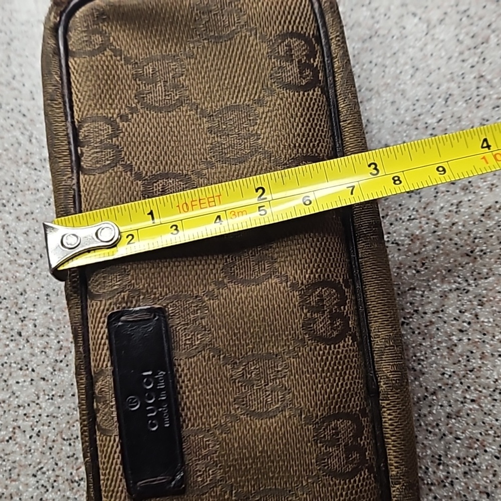 Gucci Metallic Copper Dark Brown Monogram Long Zip Pouch Case Bag Clutch - Picture 11 of 12